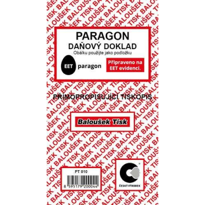 Paragon - daňový doklad EET přímopropisující (PT 010)
