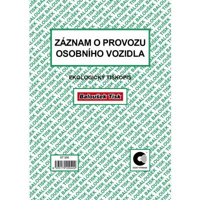 Záznam o provozu osobního vozidla A5 (ET 205)