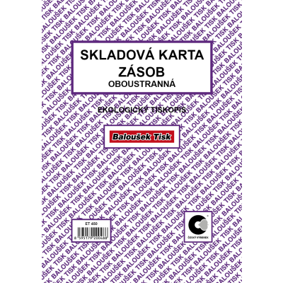 Skladování karta zásob oboustranná A5 (ET 140)