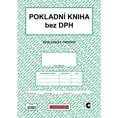 Pokladní kniha bez DPH A4 (ET 378)