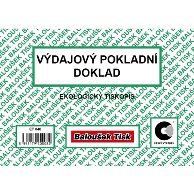 Výdajový pokladní doklad A6 (ET 040)