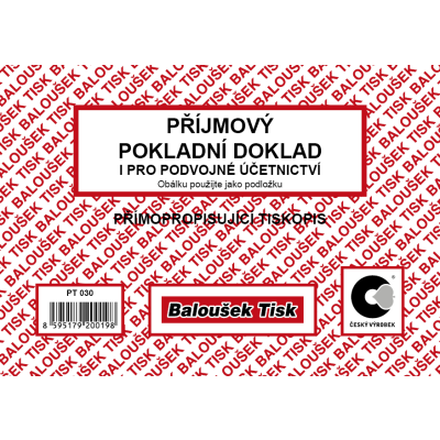 Příjmový pokladní doklad i pro podvojné účetnictví (PT 030)