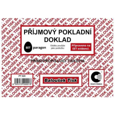 Příjmový pokladní doklad A6 (PT 020)