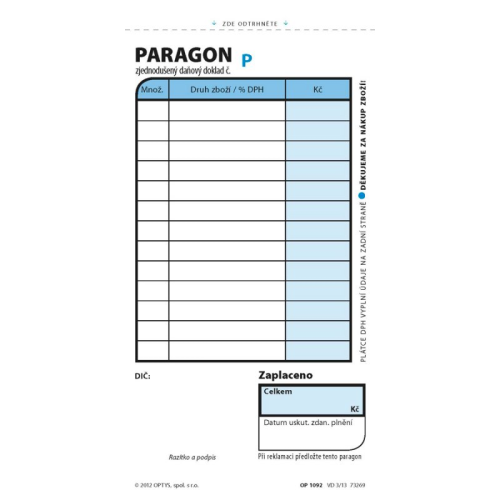 Paragon číslovaný 2x50 listů (OP 1092)