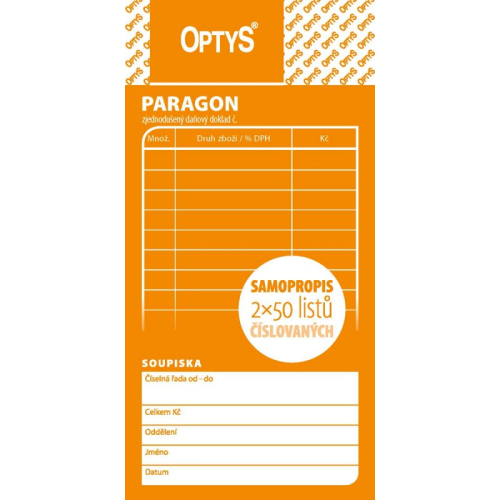 Paragon samopropisovací číslovaný 2x50 listů (OP 1089)