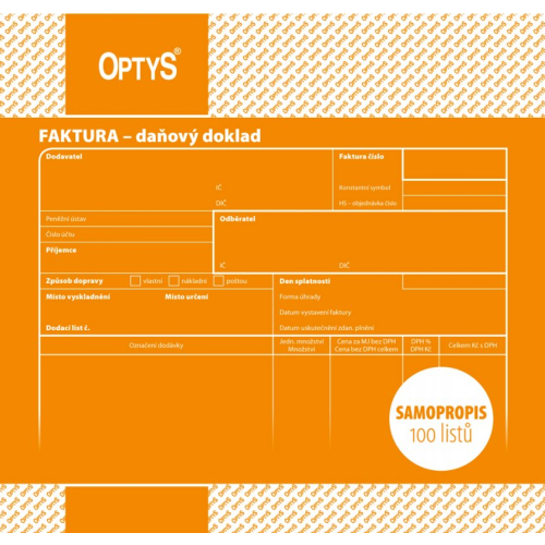 Faktura samopropisovací 100 listů (OP 1074)