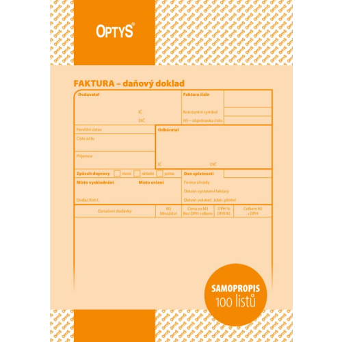 Faktura A5 samopropisovací 100 listů (OP 1072)