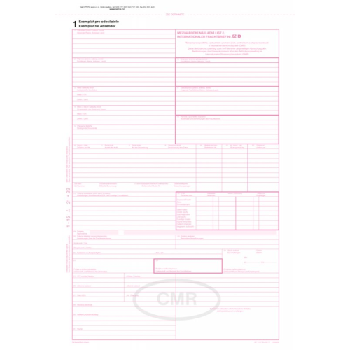 Mezinárodní nákladní list CMR A4 samopropisovací 5 listů (OP 1197)