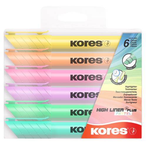 Zvýrazňovač Kores high liner pastel - 6 barev