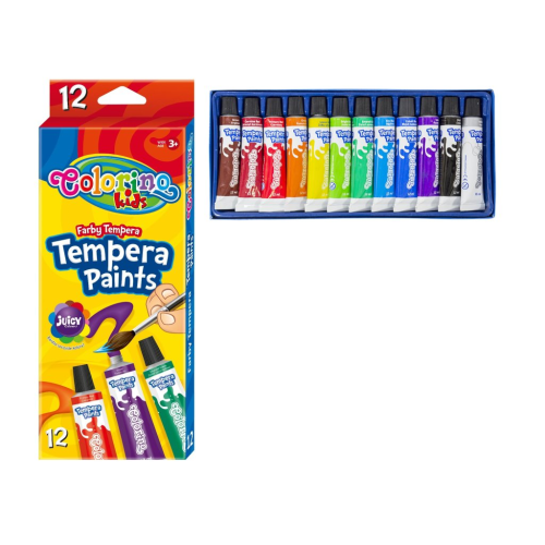 Barvy temperové 12 ks, 12 ml Colorino