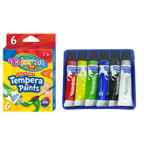 Barvy temperové 6 barev, 12 ml Colorino