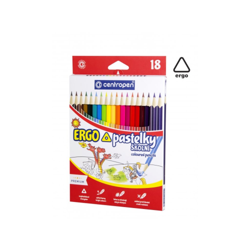 Pastelky Centropen 9521 trojhranné, sada 18 barev