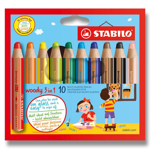 Pastelka Stabilo Woody 3 in 1 - 10 barev