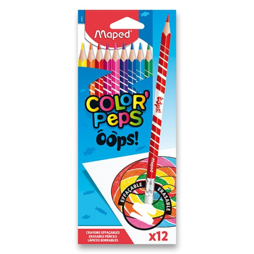 Pastelky Maped Color’Peps Oops s gumou - 12 barev
